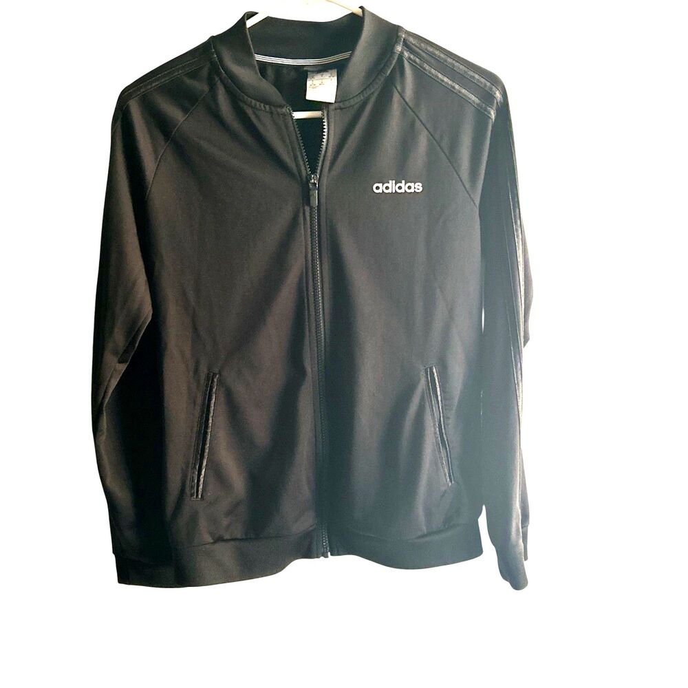 Adidas Women's Essentials 3-stripe track jacket Size Small Black Full zip
